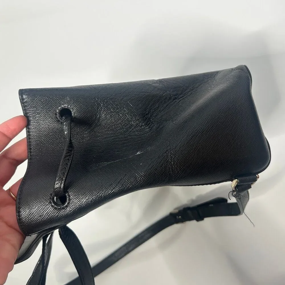 Kate Spade Black Saffiano Leather Flap Backpack